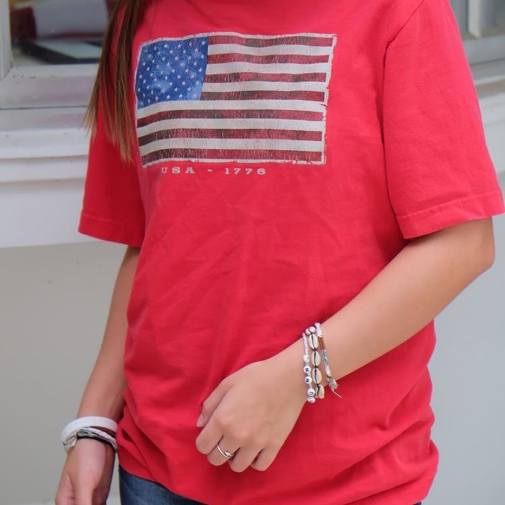 USA -1776 Flag Red Tee Shirt
